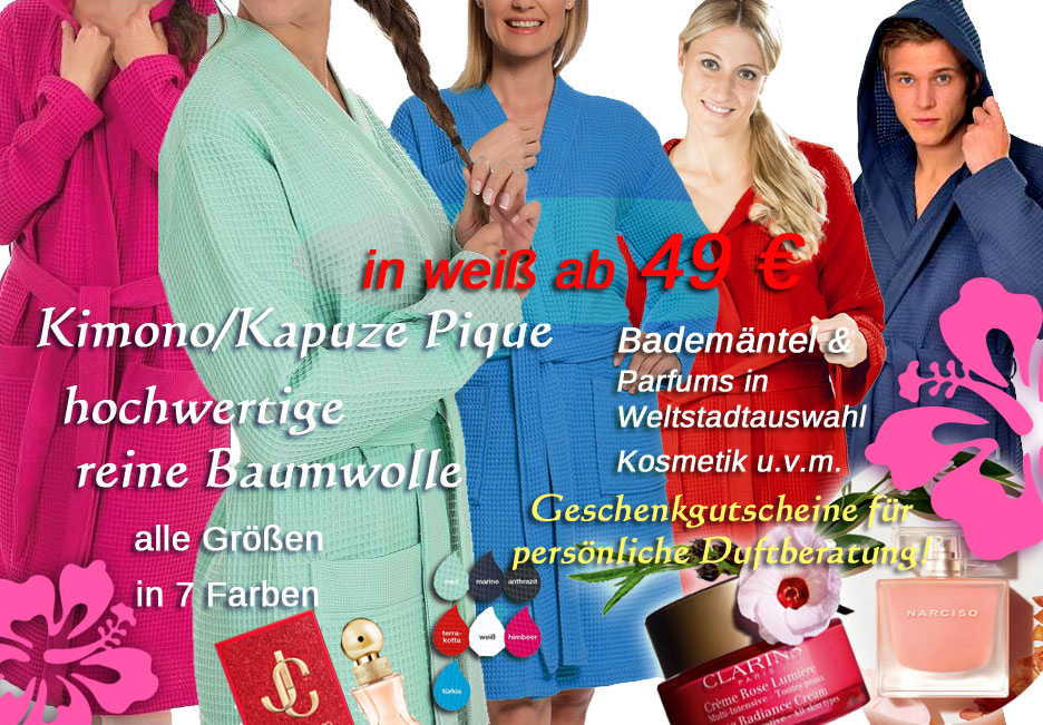 Bademäntel, Kimono, Kapuzen-Bademäntel, Baumwolle, Heidelberg, Wewo