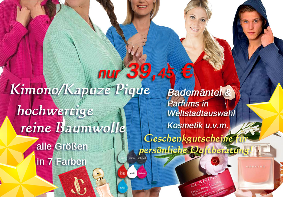 Pique-Bademäntel zu Sonderpreisen in der Brückenparfümerie in Heidelberg